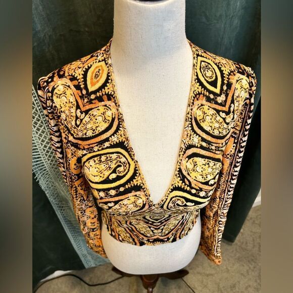 Free People 'Wild and Free' Cropped Blouse – Boho Style, Size S - Picture 9 of 11